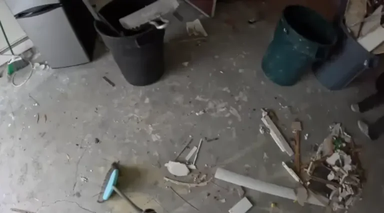 Renovation debris cleared from the floor of a Fresno job site